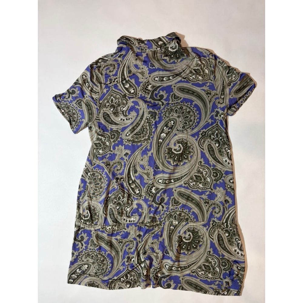 Etro Milano Paisley Tunic Dress Viscose Purple Gray Italy 46